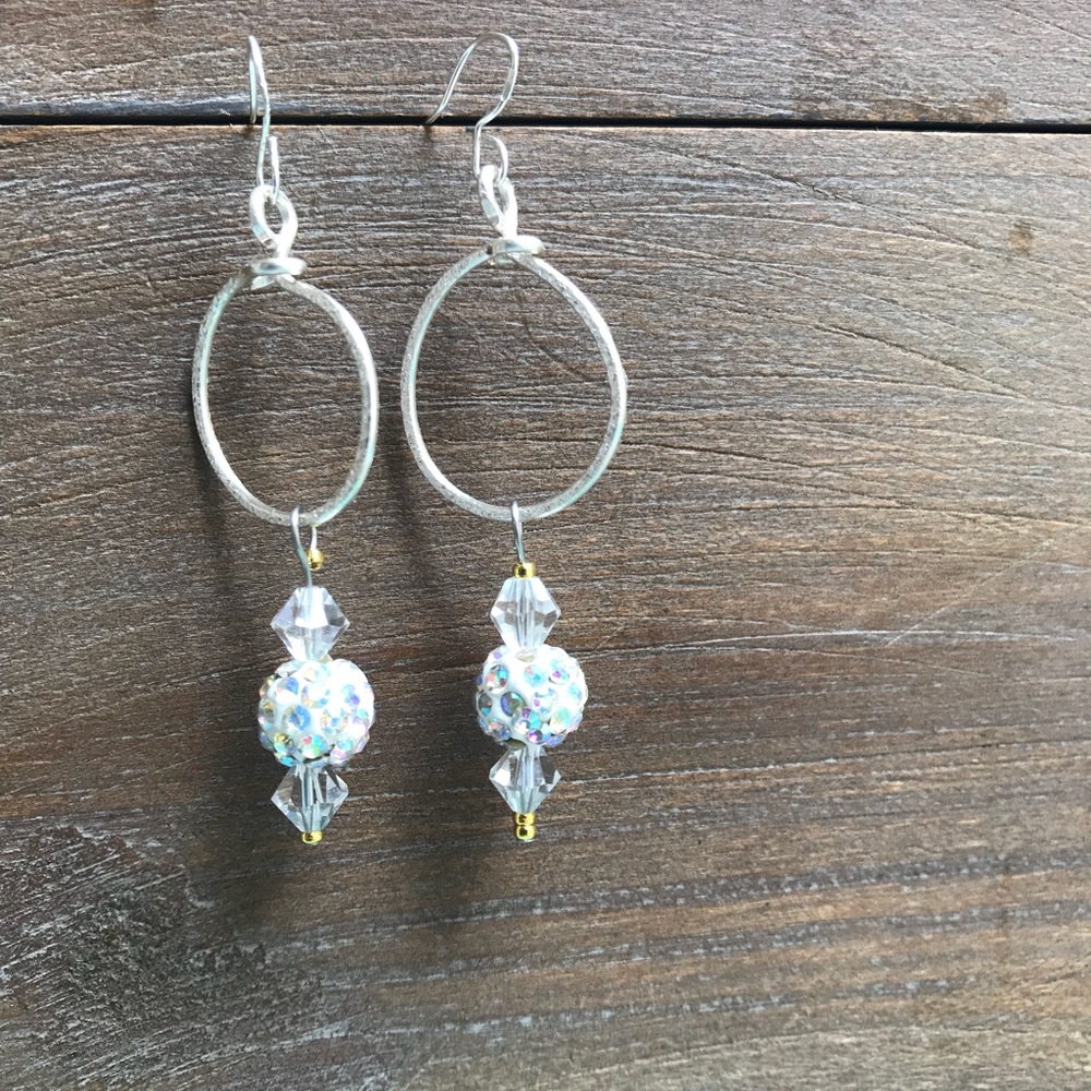 White Swarovski sterling silver earrings - Picture 6 of 7